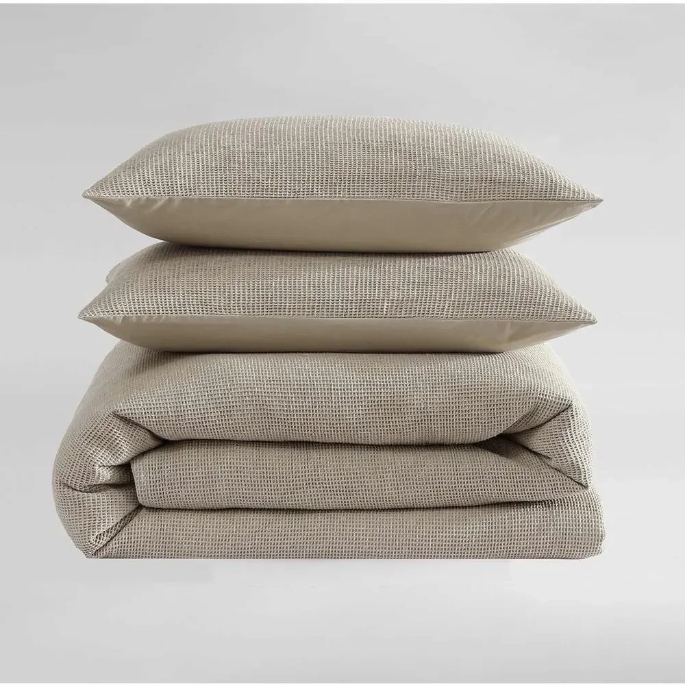 Calvin Klein 3-piece Queen Microwaffle Beige Duvet Cover set modern Cp. @160
